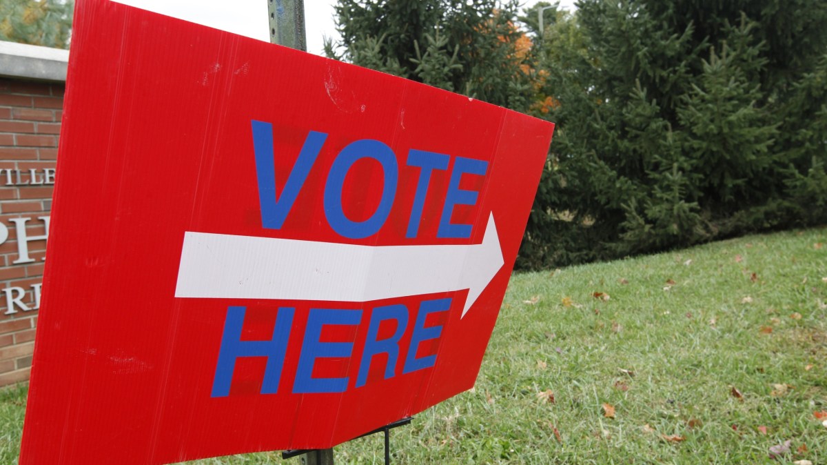 Vote Here sign.